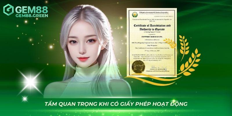 Vai trò của giấy phép hoạt động GEM88